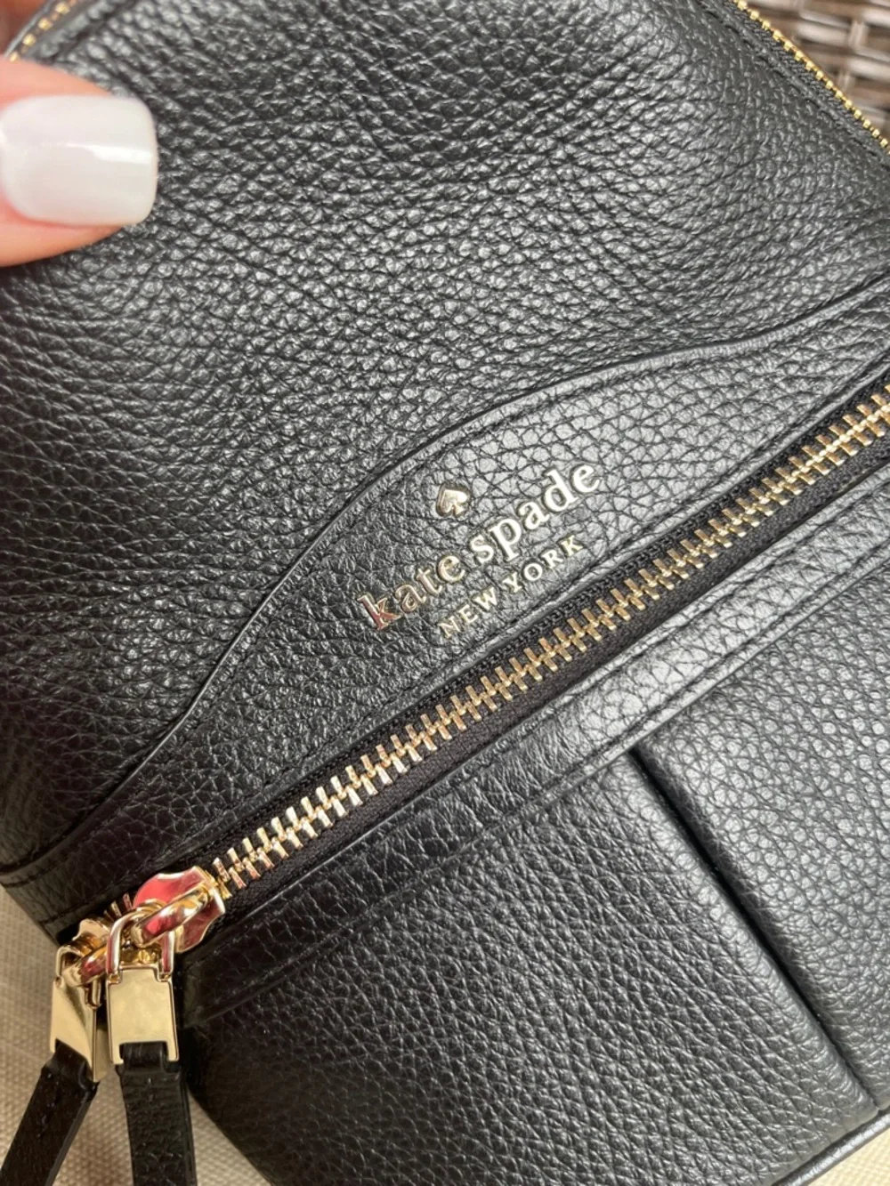 EUC Kate Spade Karina Black Pebbled Leather Mini Backpack with Gold Hardware
